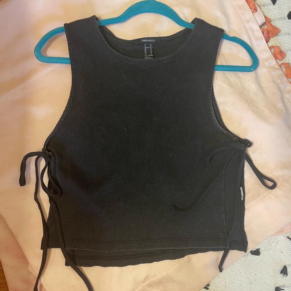 Black Crop Top with bow accents and side cut outs
